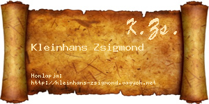 Kleinhans Zsigmond névjegykártya